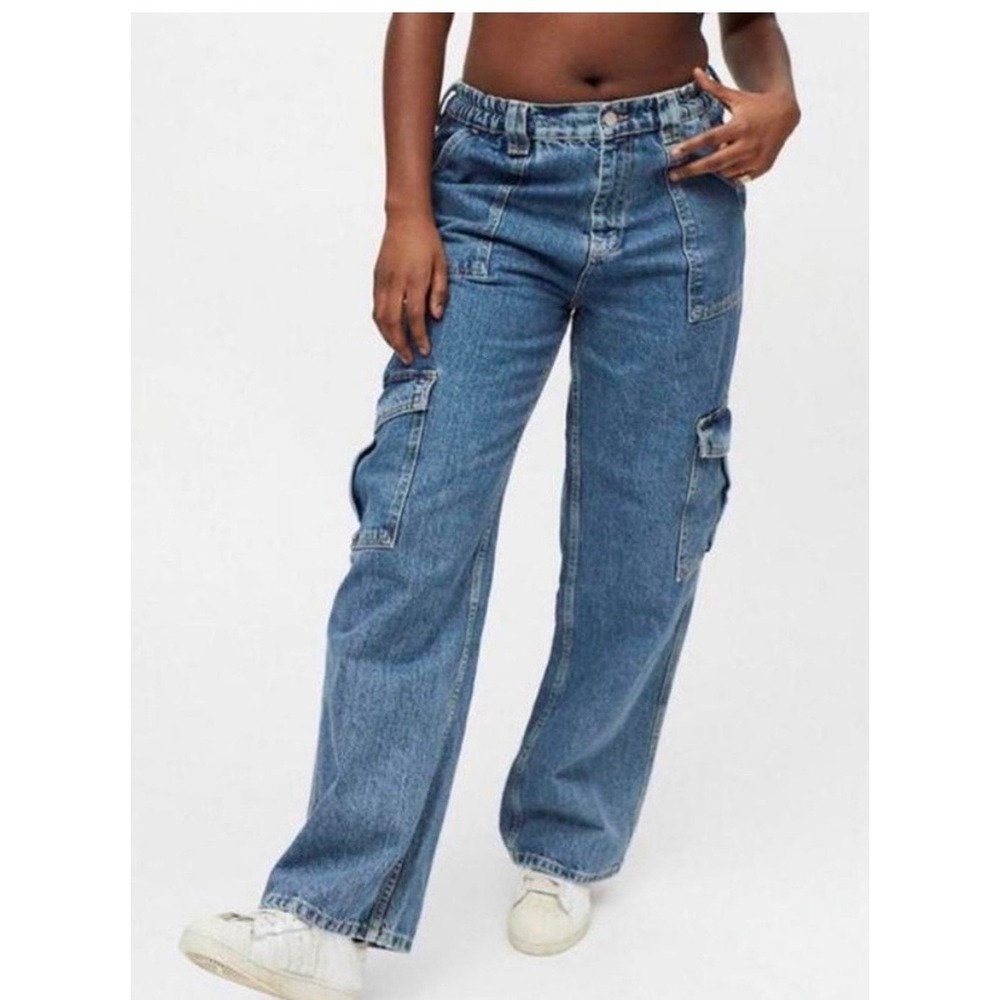 BDG Urban Outfitters Skate Jean Cargo Wide Leg Denim Blue Women 28